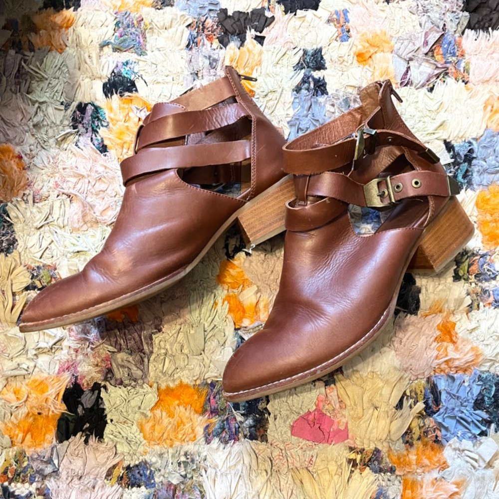 Jeffrey Campbell Ibiza Last Brown Leather Booties